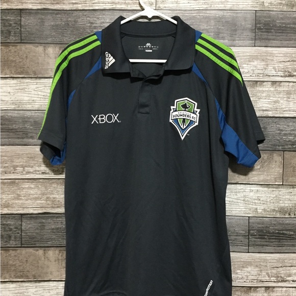 Adidas Seattle Sounders Fc Xbox Polo Shirt Men’s M Gray Green Formotion MLS - Picture 4 of 9